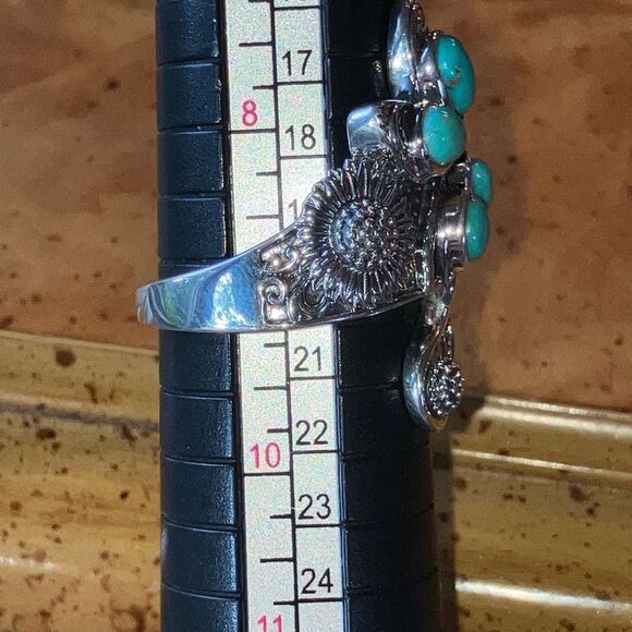 Sierra Nevada Turquoise Sterling Silver Butterfly Sunflower Ring Size 9 - Picture 9 of 9